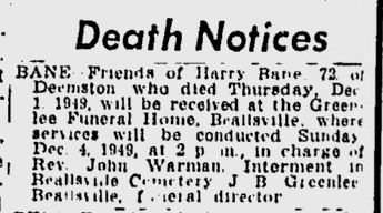 Harry Bane obit